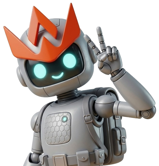 Robot mascota de WebReal saludando