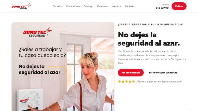 Vista previa de la página web de Domo Tec