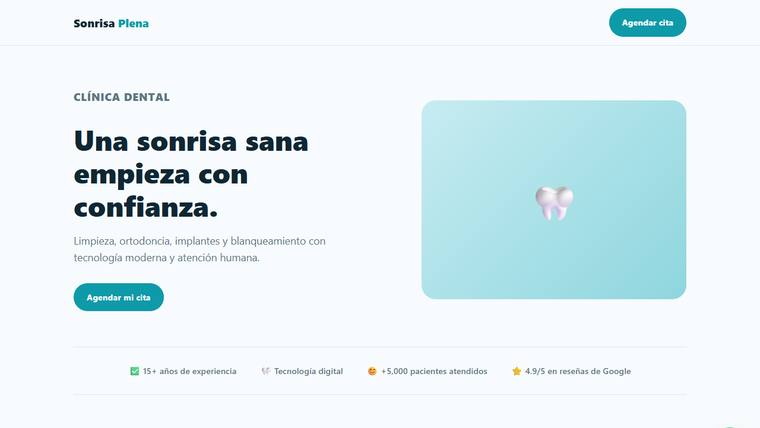 Vista previa de la página web de Clínica Sonrisa Plena